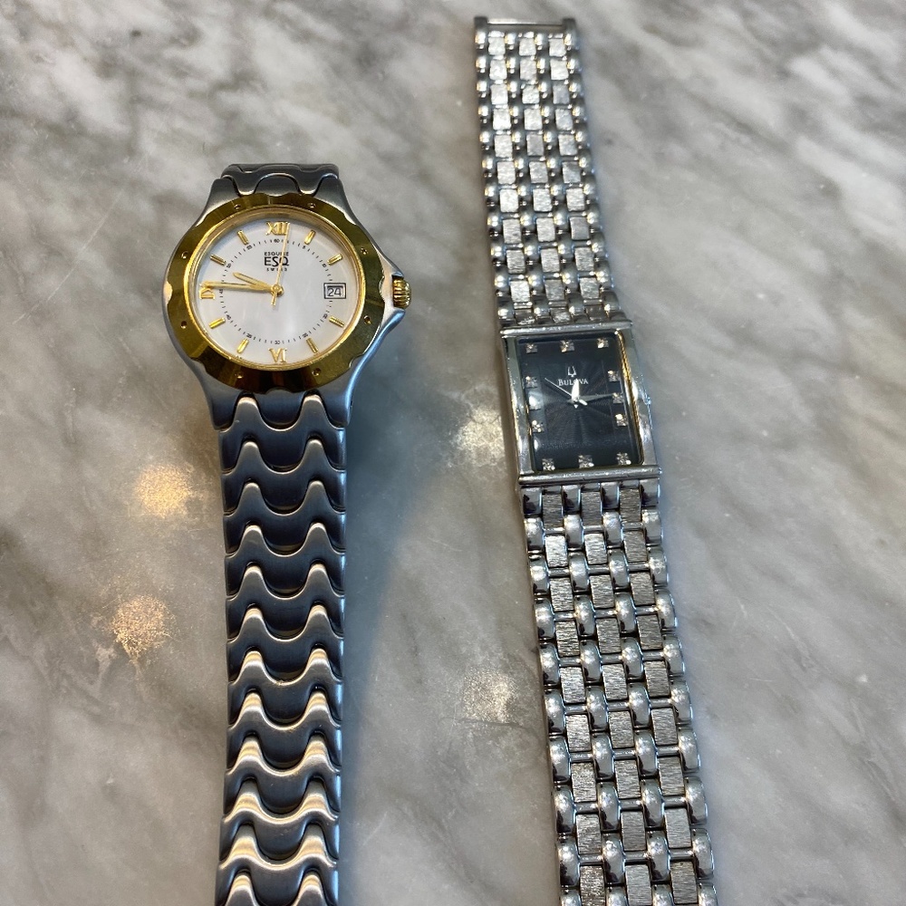 Bulova 12 Diamond sterling silver. Black face &  Movado  Esquire ESQ FreedoM